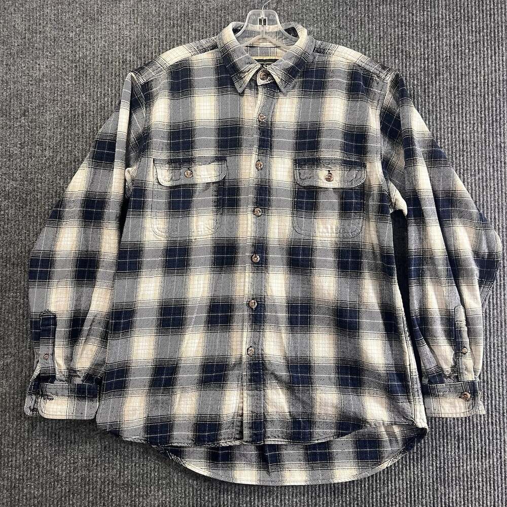 Field & Stream Size Large-Tall Heavy Flannel Button Up Shirt Blue, Black & Beige